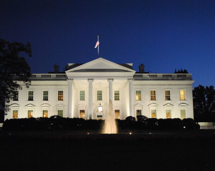 white concrete building during night time