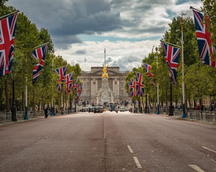 UK flags on side of street