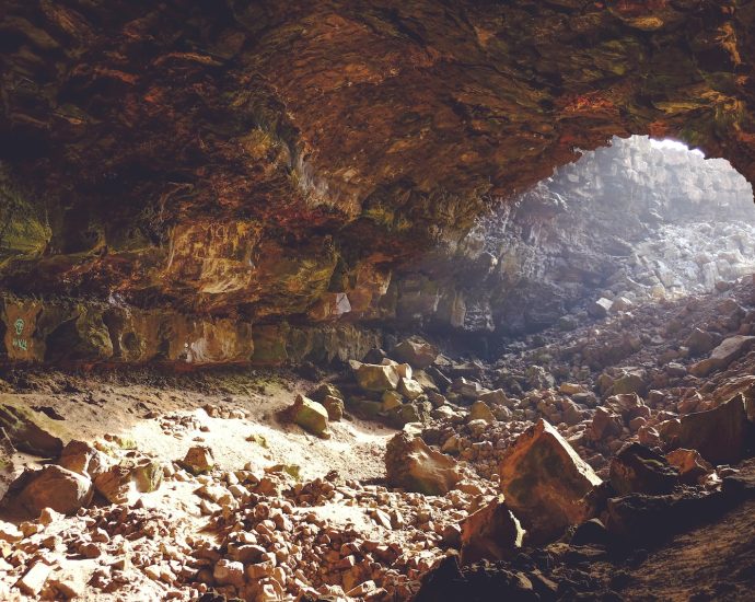 brown rock inside cave