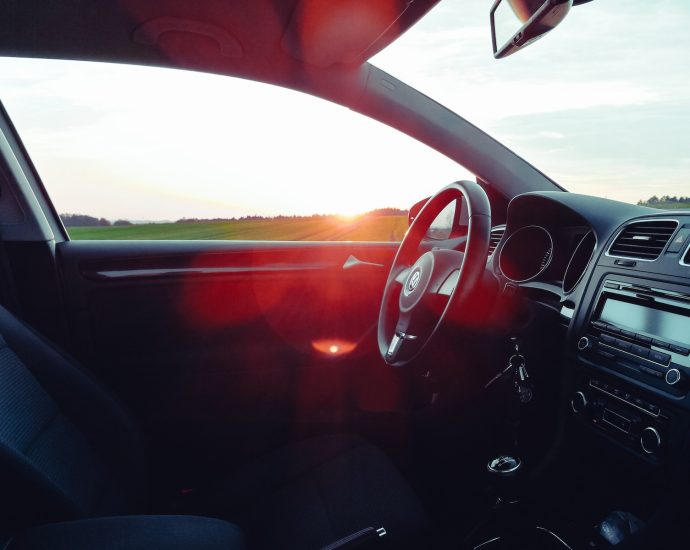 black vehicle interior view