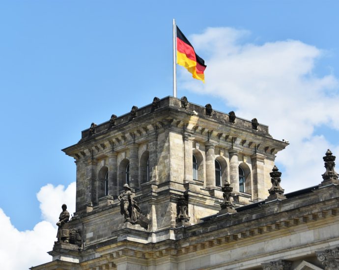 Reichstag building with flag