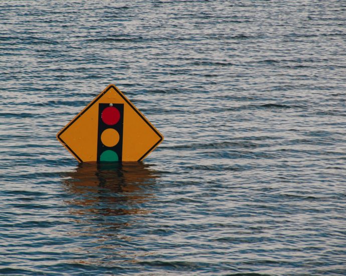 traffic light sign underwater