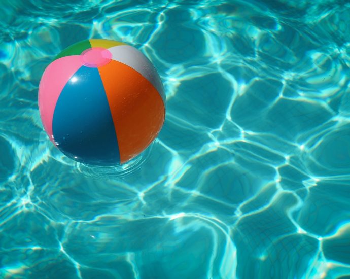 white and multicolored beach ball