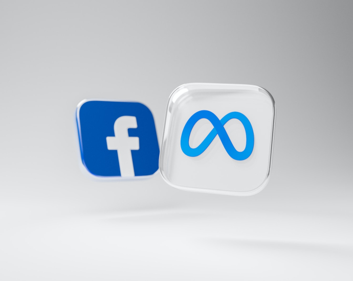 a white and blue square with a blue and white facebook logo