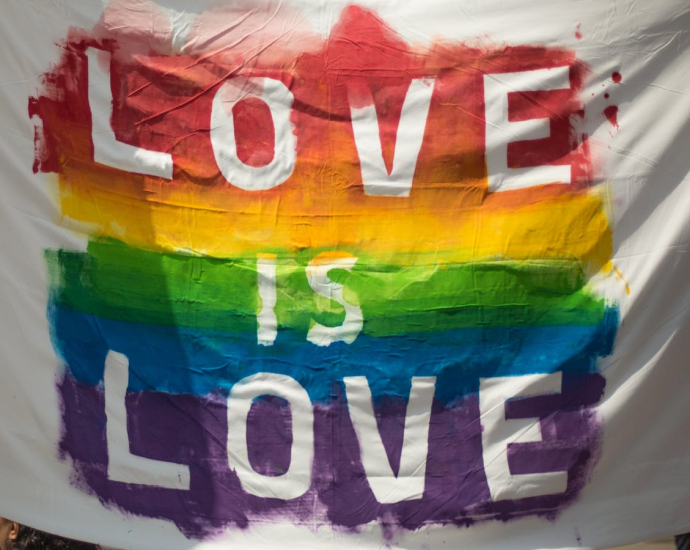 White and Multicolored Love Is Love Banner