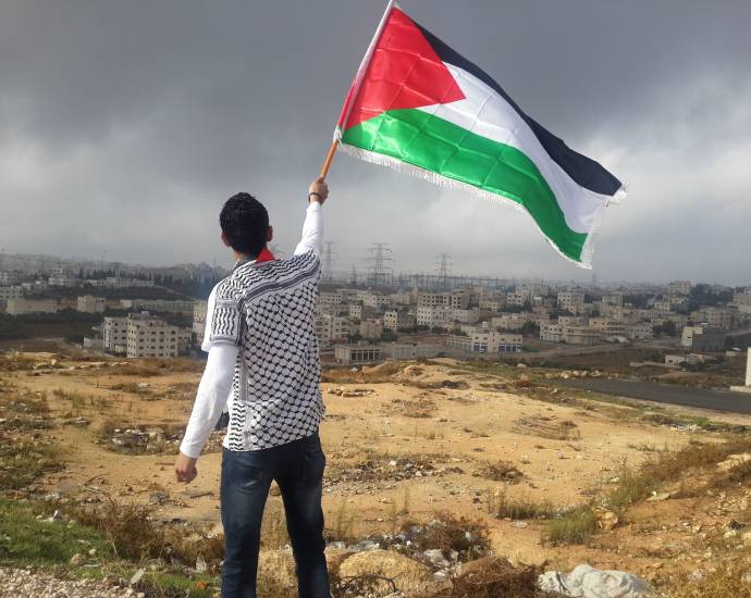 man waving flag