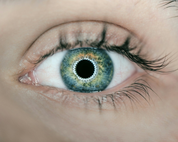 person showing green and black eyelid closeup photography