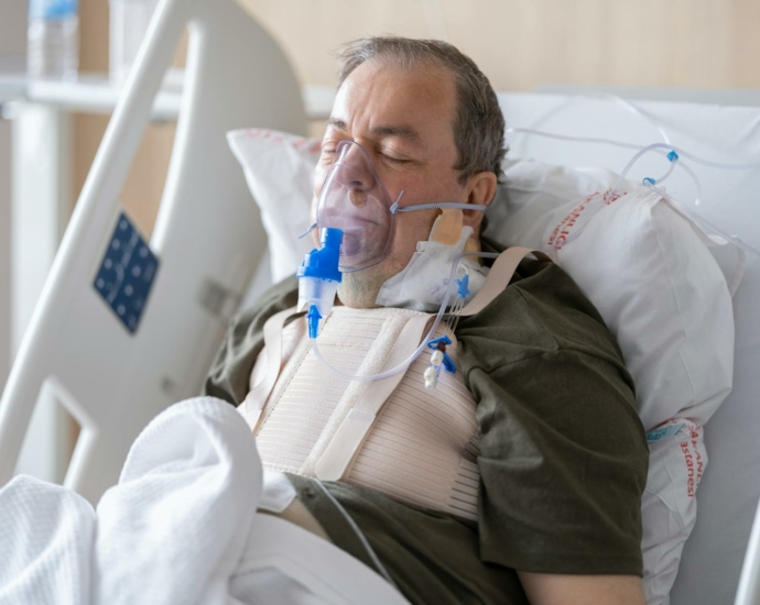 a patient in intensive care after heart surgery