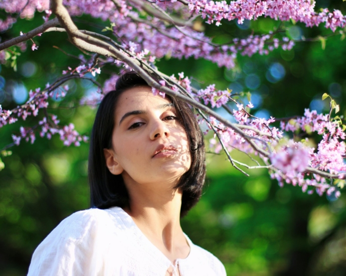 a woman with a flower crown