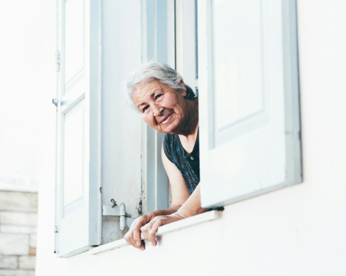 woman peeping at window