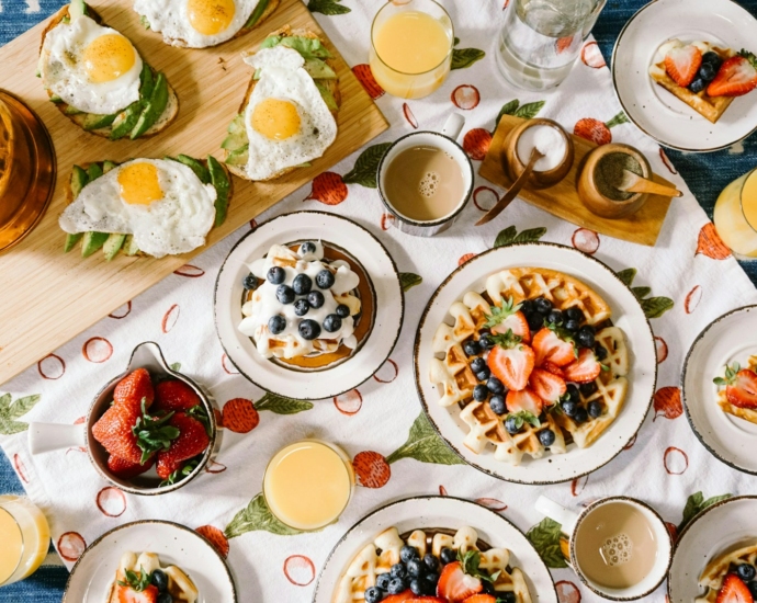 round white ceramic plate filled with waffle