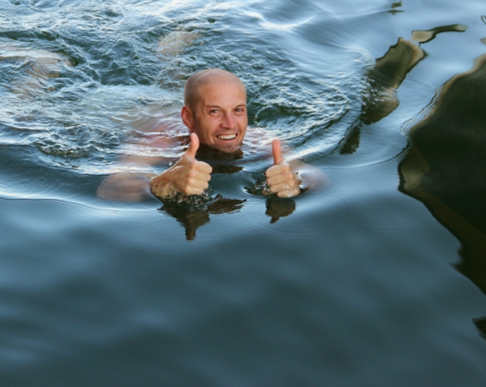 man swimming