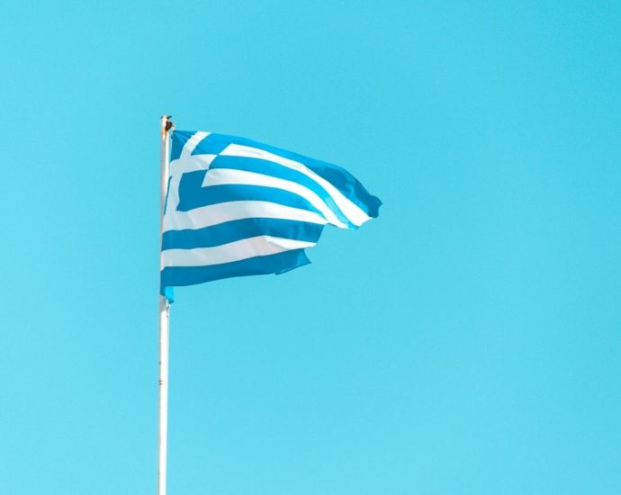 blue and white striped flag