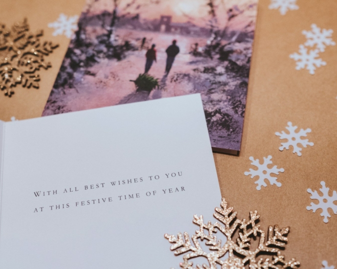 white greeting card