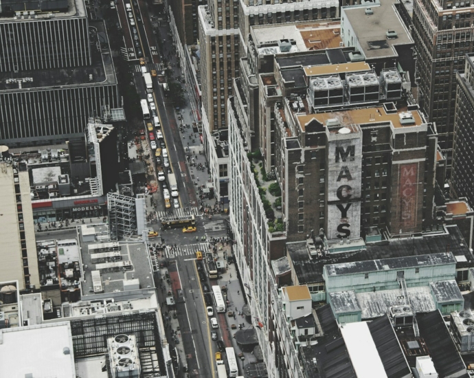 aerial photography of Macys building