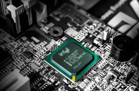 Intel computer processor in selective color photography