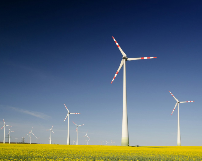 windmills on grass field at daytime