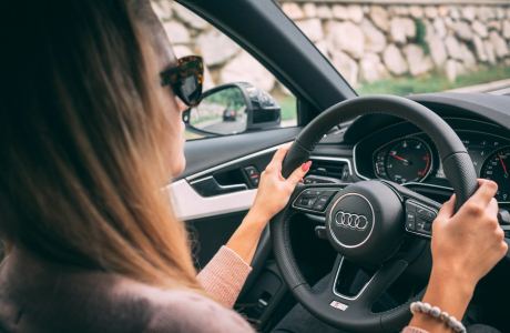 woman driving car