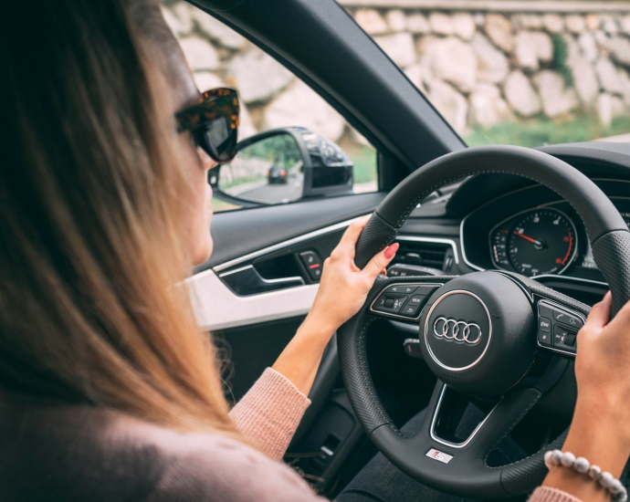 woman driving car