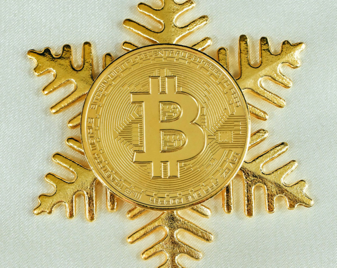 a bitcoin snowflake with a bitcoin on it