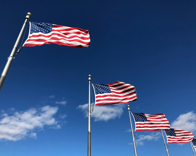 U.S. American flags under clear sky