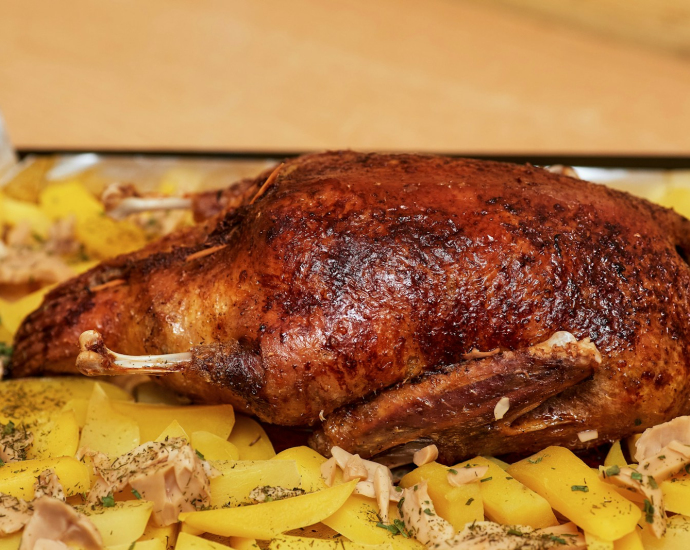 roasted chicken on white ceramic plate