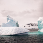 two ice bergs during cloudy day